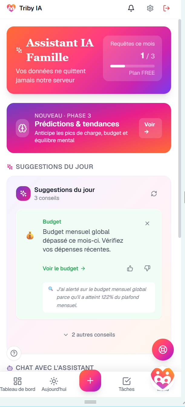 Tribe Family, interface de l'assistant IA